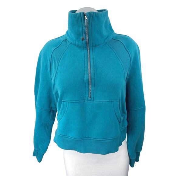 Lululemon Scuba Blue 1/2 Zip Oversized Long Sleeve Funnel Neck Sweatshirt XS/S - Picture 1 of 4